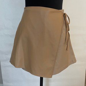Faux Leather Wrap Skort